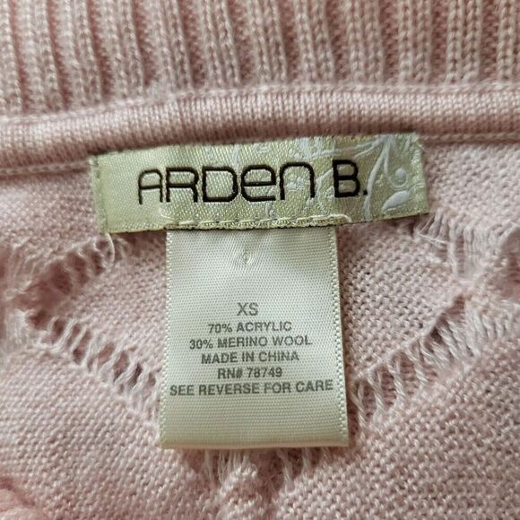 ARDEN B. XS Merino Wool Blend Pink Sweater Cowl Neck Wide 3/4 Dolman Sleeve - Picture 2 of 8